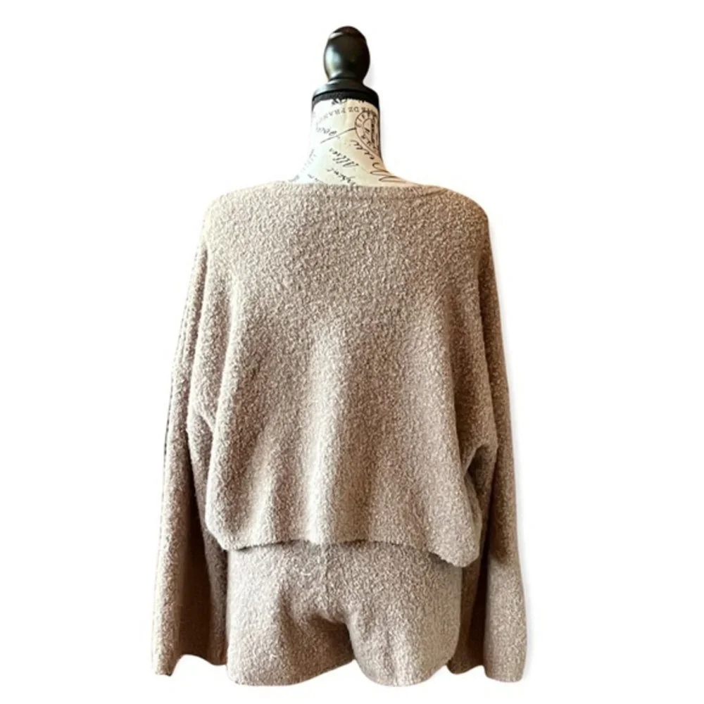 4th & Reckless Kairo Bouclé Sweater Lounge Set Tan Small | Cozy Bell Sleeve